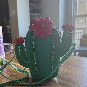 Kate Spade Green Cactus Crossbody Bag with Pink Flower